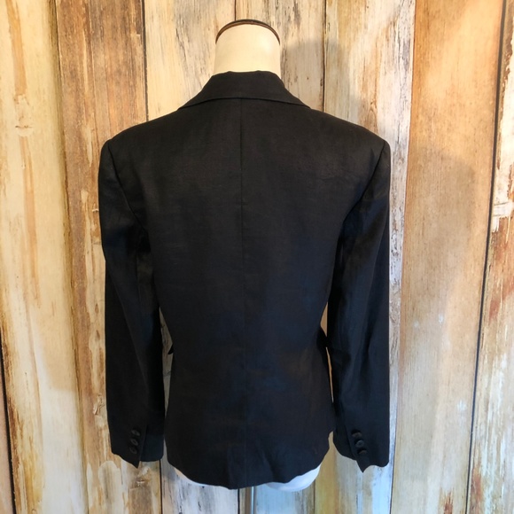 Classiques Entier Black Linen Blazer 3 Button Pockets Lined sz S EUC! - Picture 4 of 4